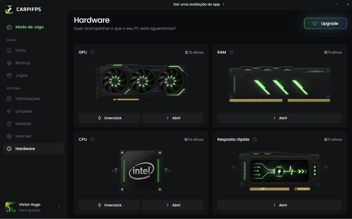 Painel de hardware do CarpiFPS